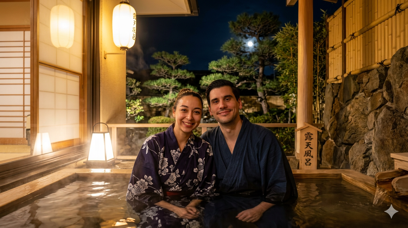 Noche en Ryokan con Onsen Privado
